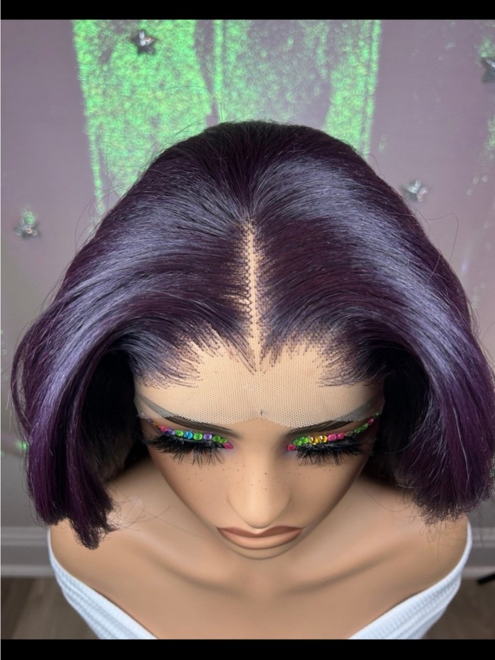 Luxurious Deep Purple Long Lace Front Wig - Women Hair - Picture 4 of 8